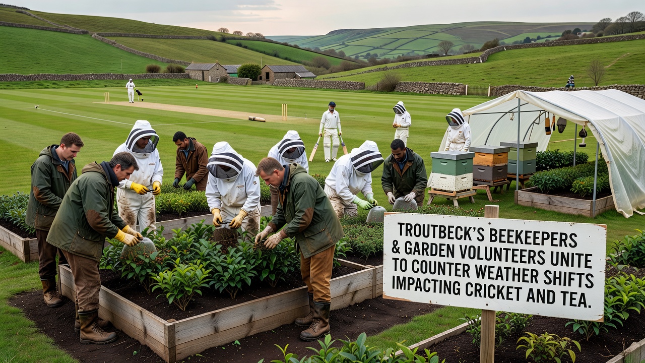 Garden volunteers maintaining adaptive planting areas near Troutbeck cricket facilities
